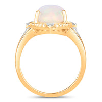 Diana M Jewels Women's Oval Natural Ethiopian Opal Fashion Ring (5.52 Ct) - Elegant in 14k yellow gold - women's jewelry - detail view