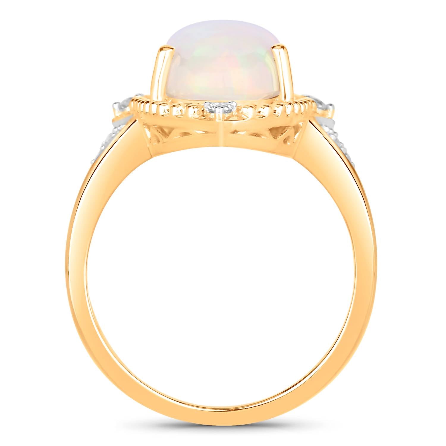 Diana M Jewels Women's Oval Natural Ethiopian Opal Fashion Ring (5.52 Ct) - Elegant in 14k yellow gold - women's jewelry - detail view