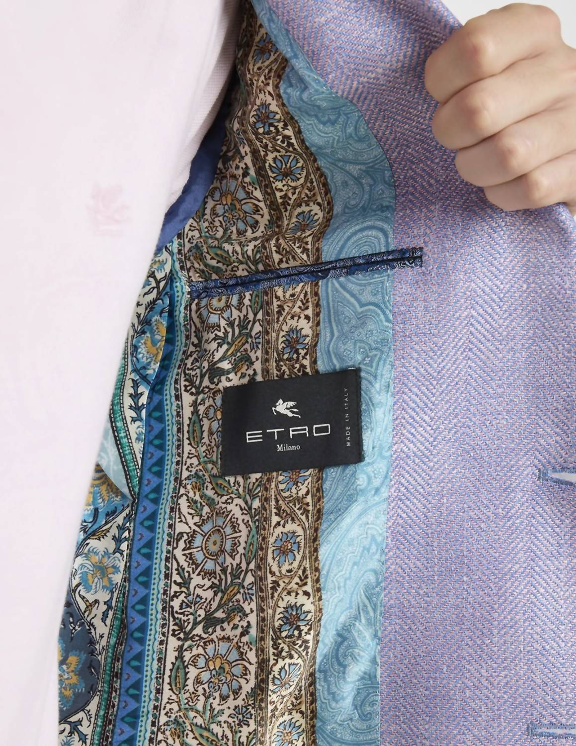 ETRO Men's Herringbone Sport Coat in lavender - men's jacket - alternate view