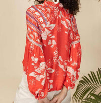 Emily Lovelock - EMMA Coral Batik Print Blouse