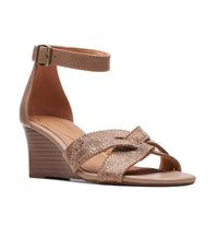 Clarks Women's Cielo Charm Wedge Sandal in praline leather - women's sandal - detail view