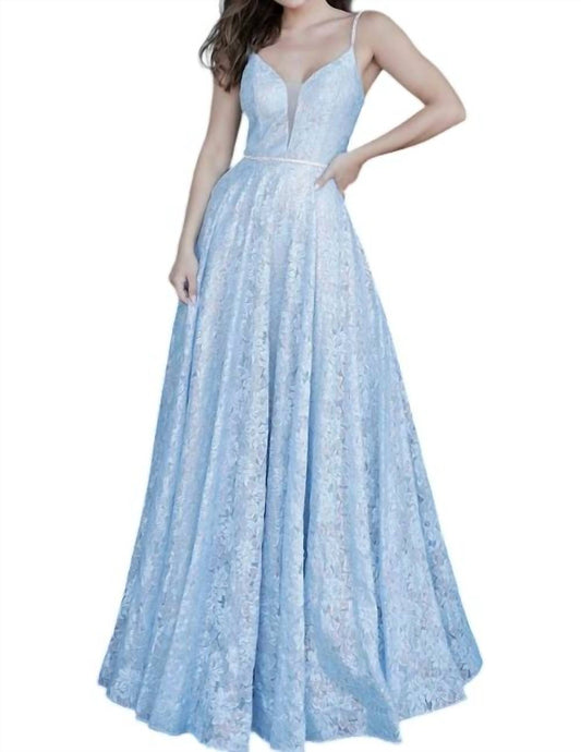 Jvn - Illusion Deep V-neck Lace Gown