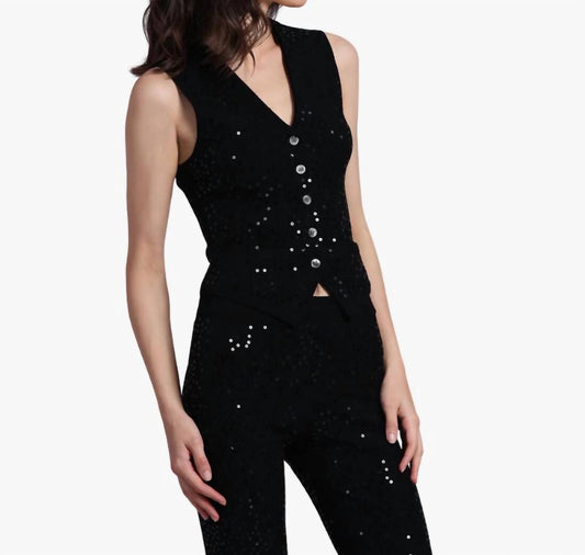 Minnie Rose - Viscose Sequin Sleeveless Vest