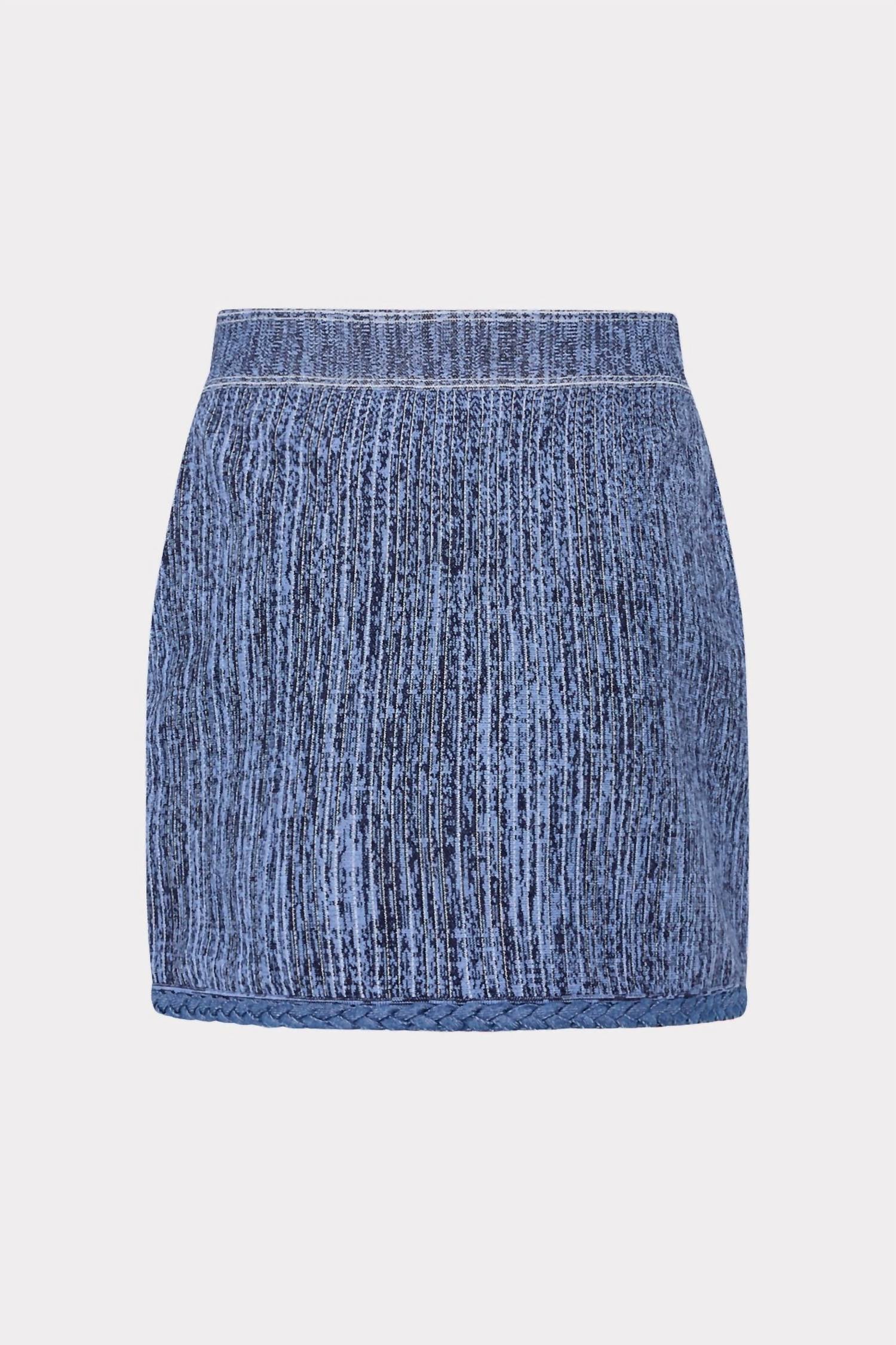 MILLY Soleil Pinstripe Knit Mini Skirt in blue multi - women's skirt - alternate view