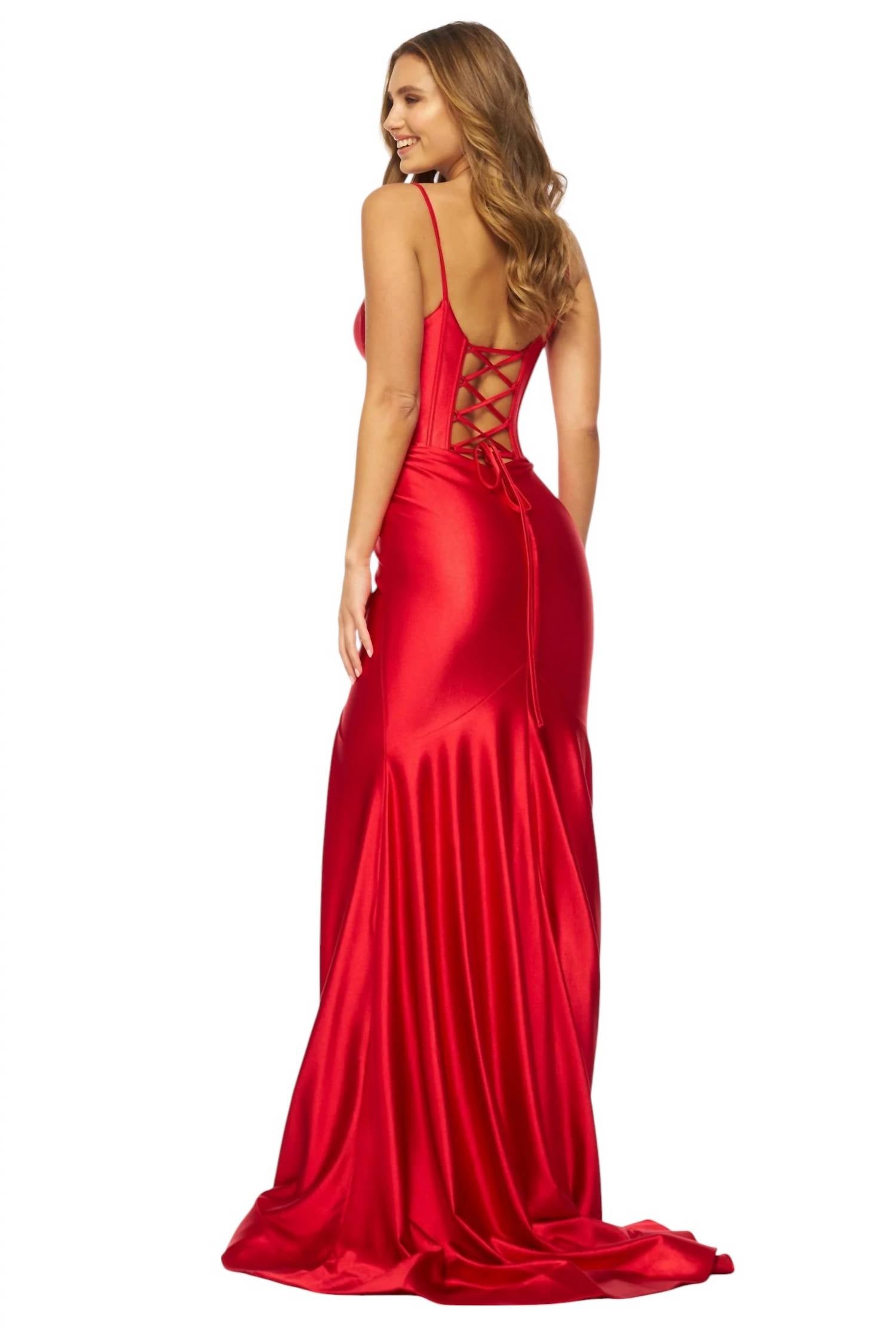 Sherri Hill - V-neck Satin Prom Dress