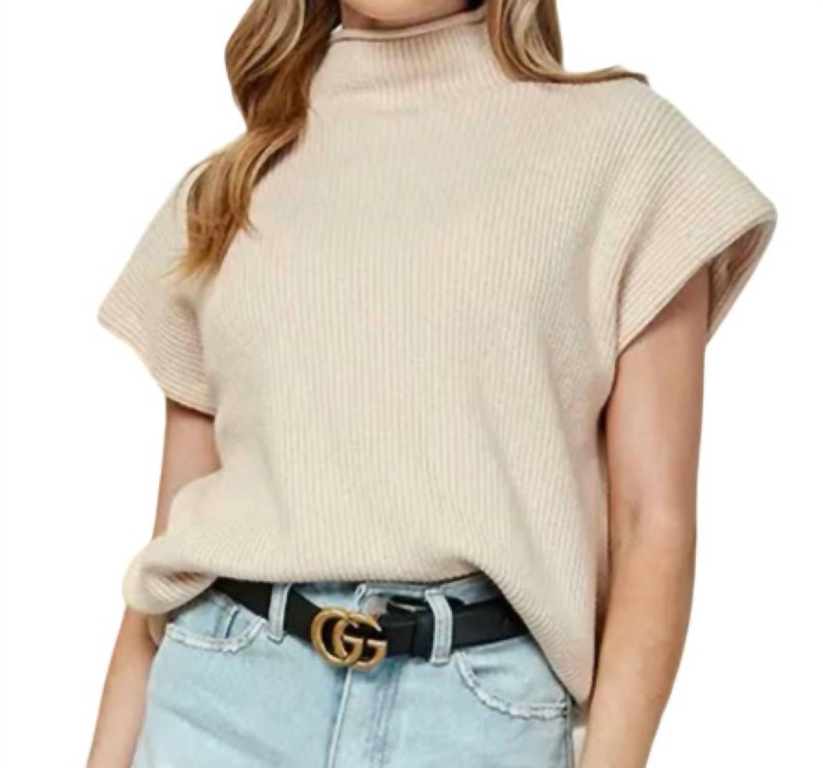 Cezele - Women's Short Sleeve Sweater Top