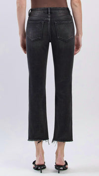 Lovervet - High Rise Frayed Hem Slim Straight Jeans