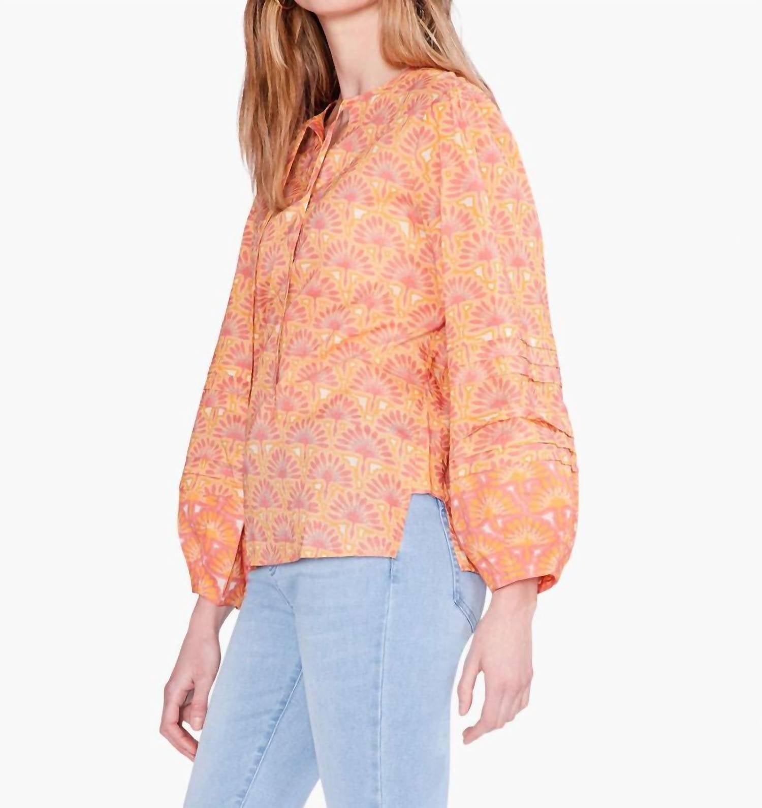 Nic + Zoe Susanna Swan Rays Top in orange multi - women's blouse - alternate view