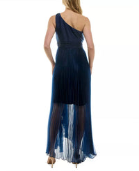 Taylor - Asymmetric One Shoulder Pleated Organza Gown