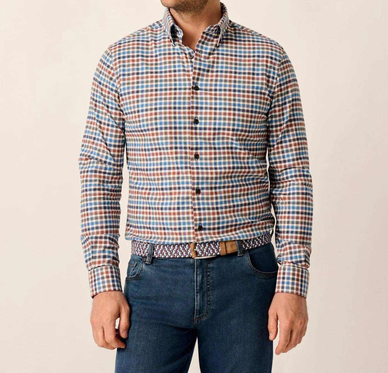 JOHNNIE-O Krause Flannel Button Down in harvest - men's long sleeve top - alternate view
