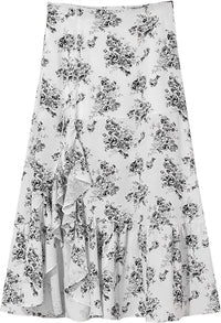 Rosa Clothing Ruffle High Silt Maxi Skirt in black floral - women's skirt - alternate view