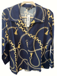 Boho Chic - Women's 3/4 Sleeve Collared Top