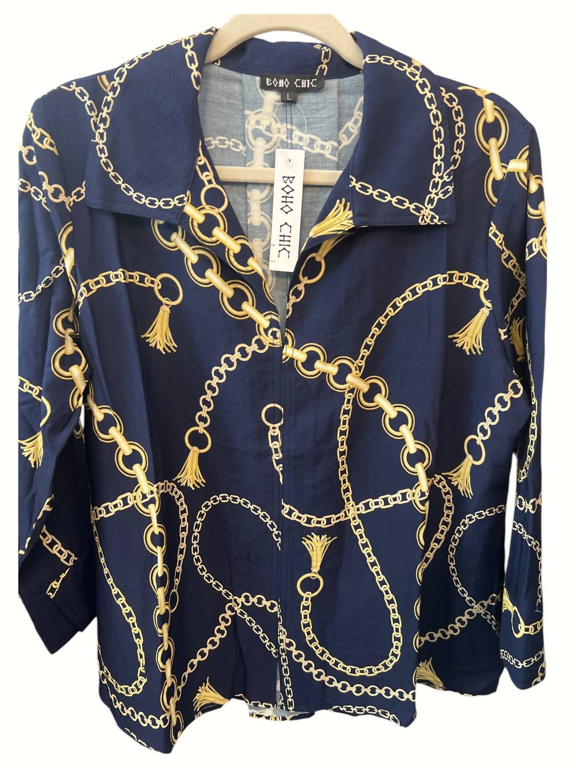 Boho Chic - Women's 3/4 Sleeve Collared Top