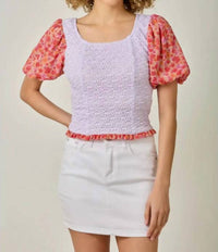 Mystree - Chiffon Sleeve Lace Top
