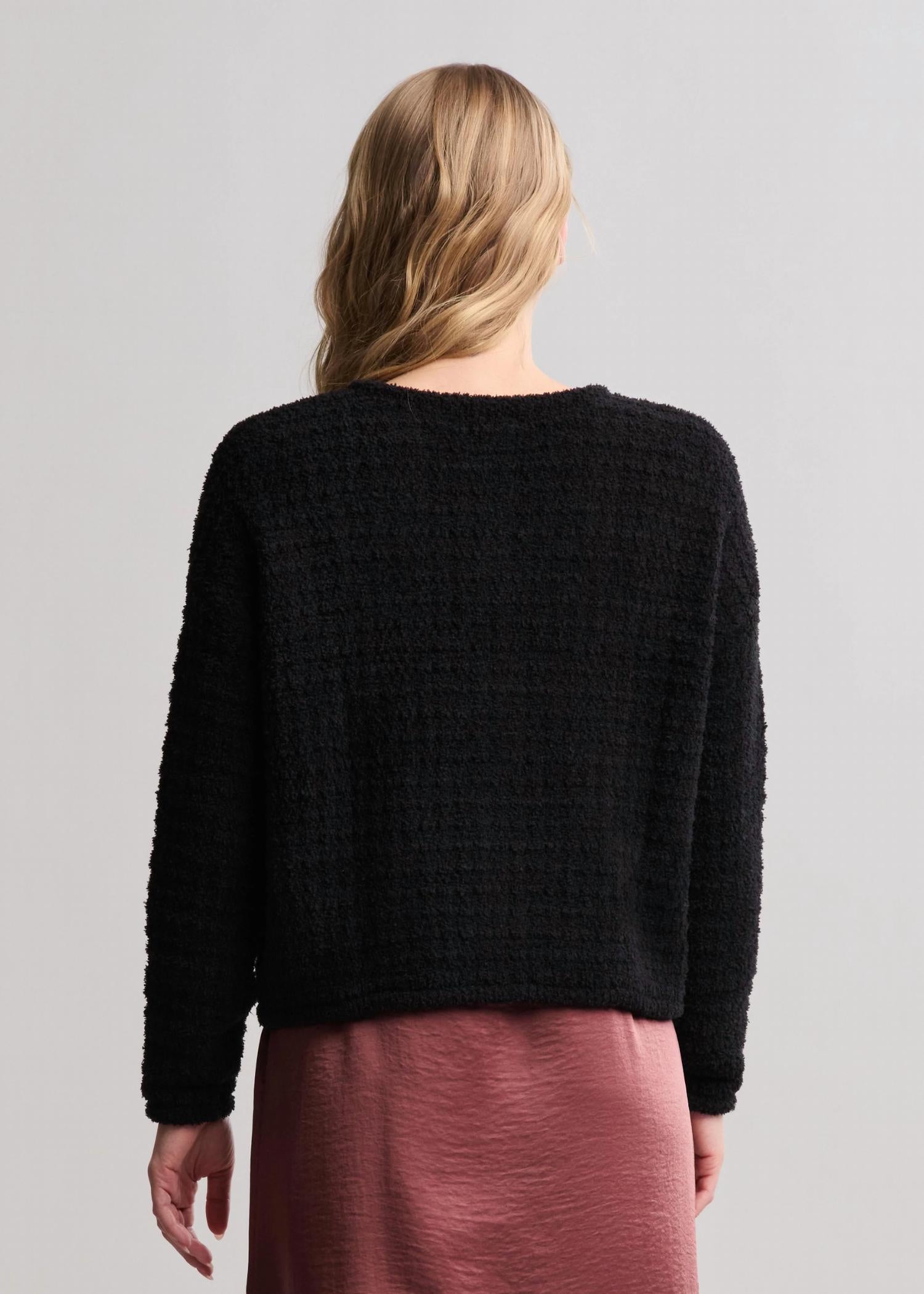 BAREFOOT DREAMS Cozychic Textured Button Front Cardigan in black 1 - women's cardigan - alternate view