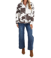 Le Lis - A Cowgirl's Favorite Cow Print Denim Jacket