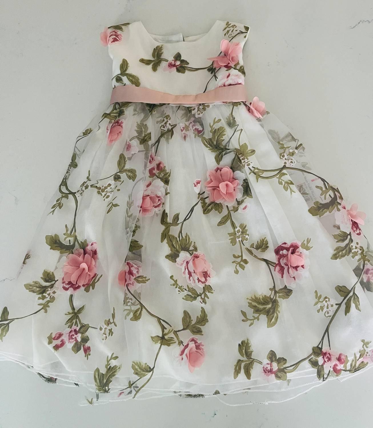 Macis - Girl's Flutter Rose Applique Dress