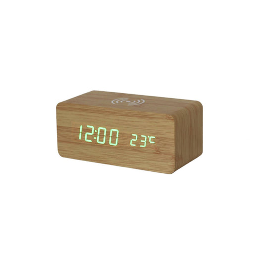 Creative Gifts International - Bamboo Wireless Phone Charger/Digital Clock