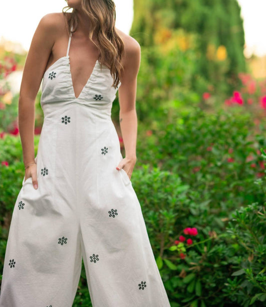 Miou Muse - Daisy Embroidered Detail Jumpsuit