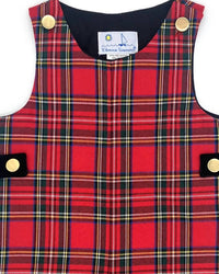 Florence Eiseman Kid's Plaid Shortall Romper in red - kids' item - detail view