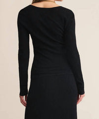 Z Supply Tibi Scoop Mesh Top in black - women's long sleeve top - detail view