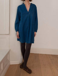 BIBICO Wren Long Sleeve Dress in textured denim - women's dress - detail view
