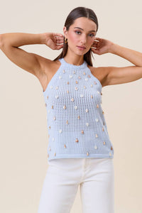 Able - Shell Embellished Halter Top