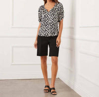 Karen Kane - Satin Short Sleeve Peasant Top - Petite