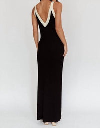 Hello Molly - Two Tone V- Neck Maxi Dress