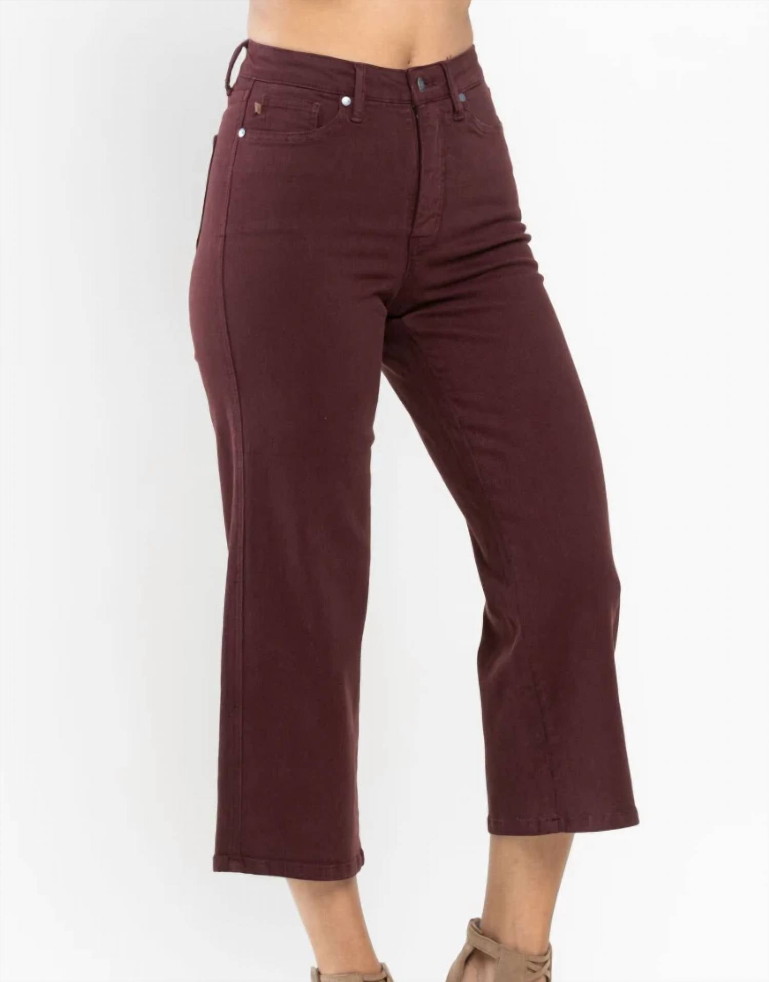 Judy Blue - Women's Charlotte Tummy Control Dyed Wide Crop Pants