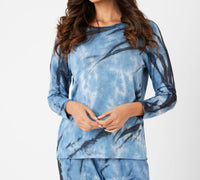 French Kyss - Marble Wash Long Sleeve Scoop Neck Top