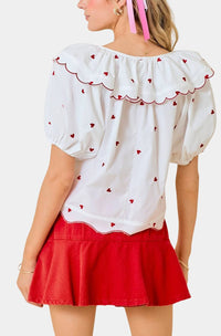 Day + Moon - Candy Hearts Embroidered Top
