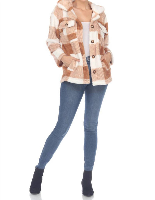 White Mark - Women's Plaid Sherpa Shacket