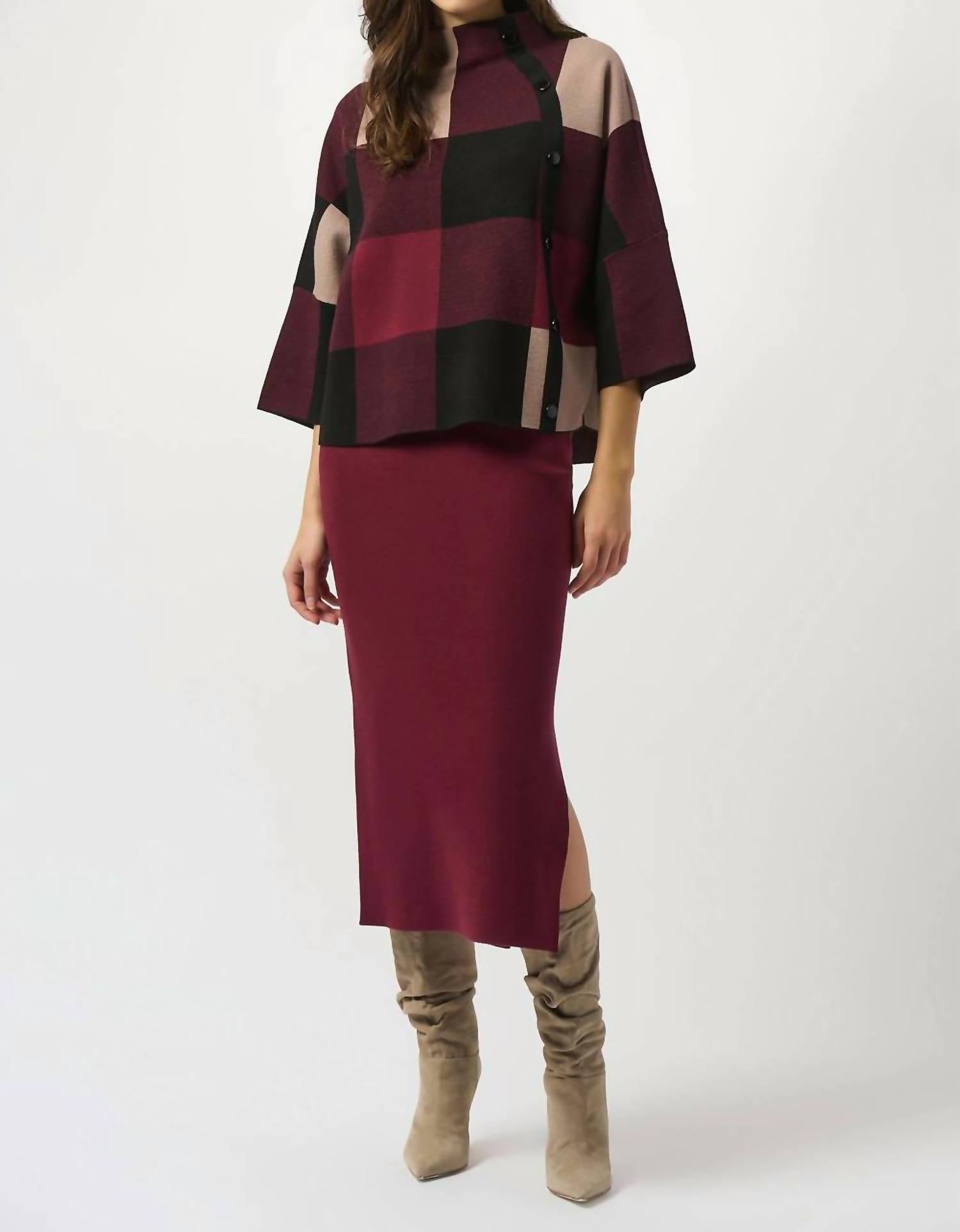 Joseph Ribkoff - Prisma Plaid Jacquard Sweater Knit Top