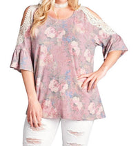 Oddi - Floral Crochet Washed Top