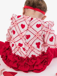 RuffleButts Baby Girl's Sweetheart Long Sleeve Flutter Bubble Romper in pink - kids' item - view 5