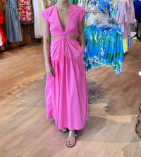 Karlie - Solid Poplin Knot Cut-out Maxi Dress