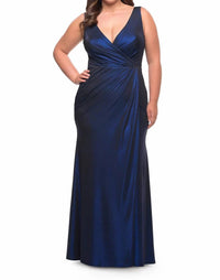 La Femme - Metallic Jersey Gown - Plus