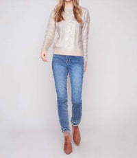Charlie B - Metallic Cable Knit Sweater