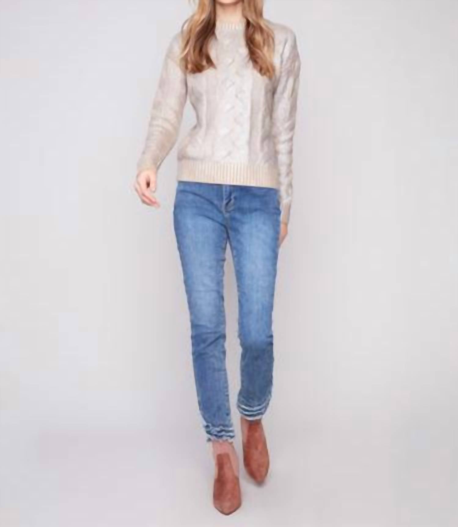 Charlie B - Metallic Cable Knit Sweater