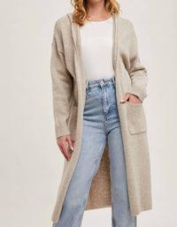 Bluivy - Longline Hoodie Drape Open Front Cardigan