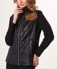 Angel Apparel Vegan Leather & Faux Suede Quilted Vest in black - women's jacket - alternate view
