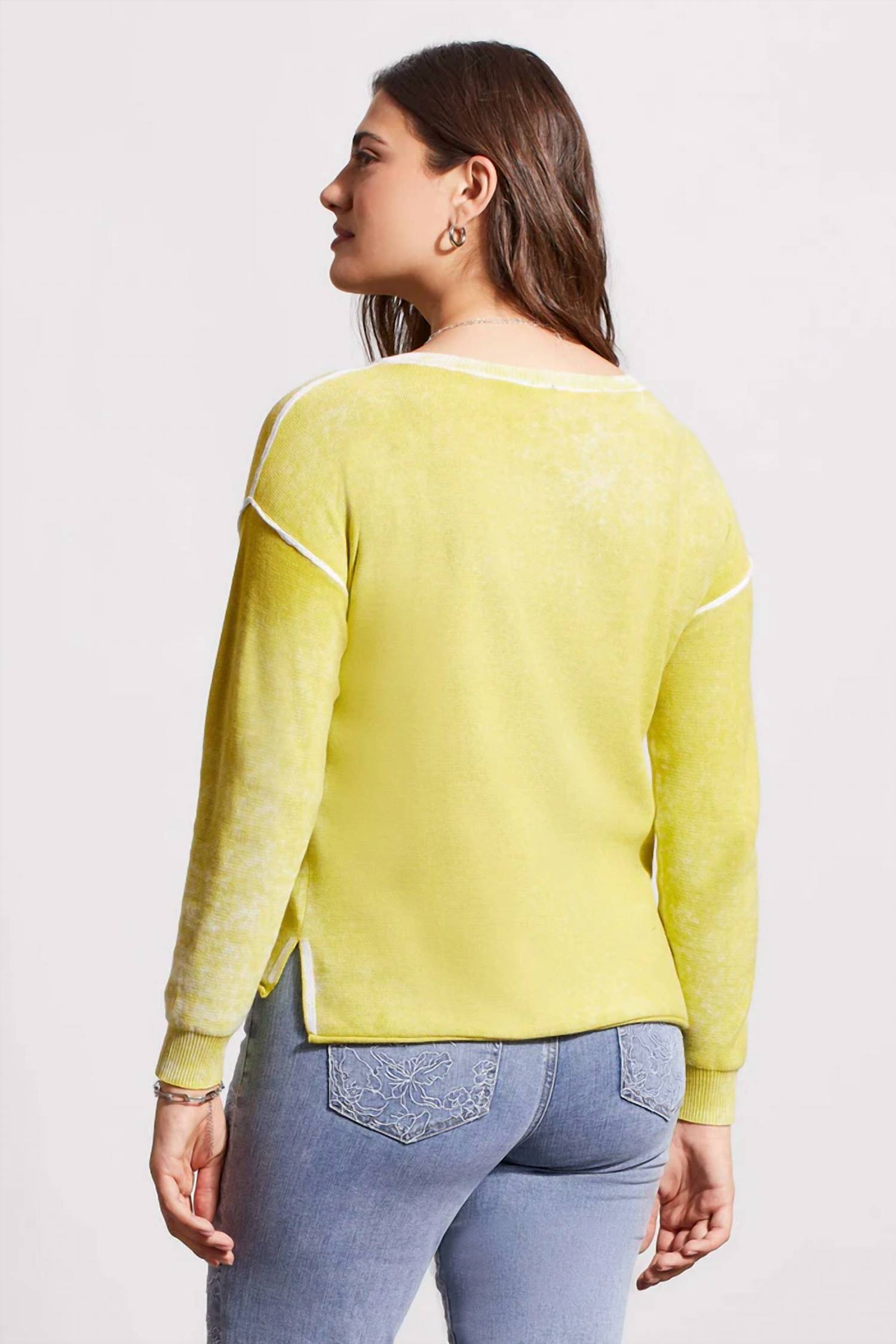 Tribal - Special Wash Lightweight Cotton V-Neck Sweater