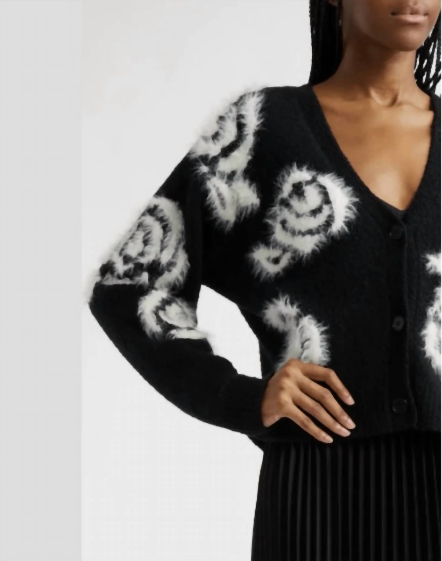 Cinq A Sept - Aerin Fuzzy Cardigan And Pleated Midi Dress