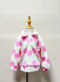 Mbs Wholesale - Girl's Heart Sherpa Pullover Sweater