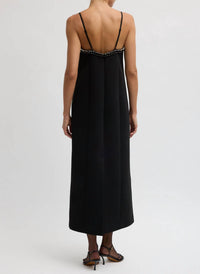 Tibi - Bonded Twill Beaded Strappy Dress