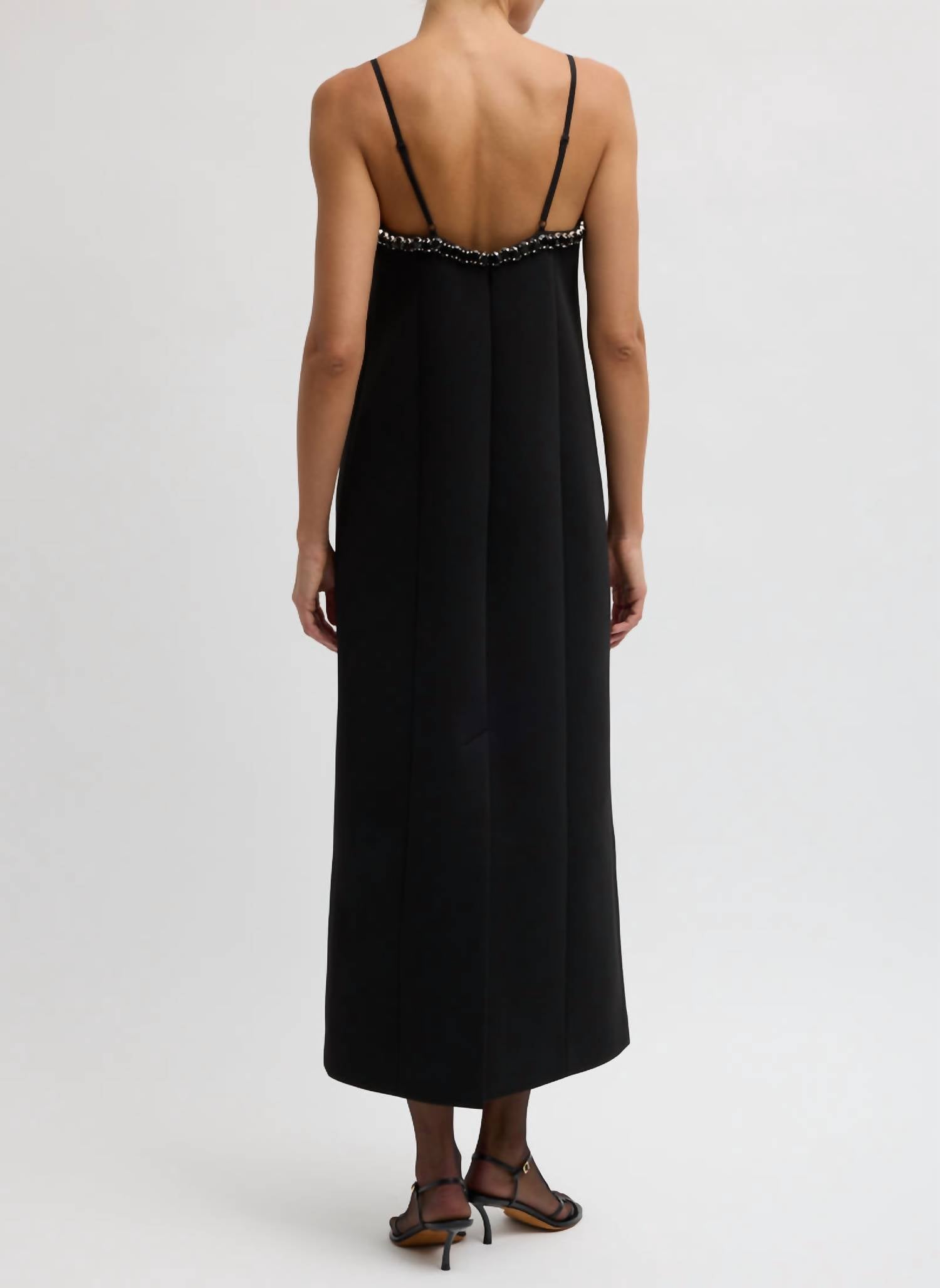 Tibi - Bonded Twill Beaded Strappy Dress