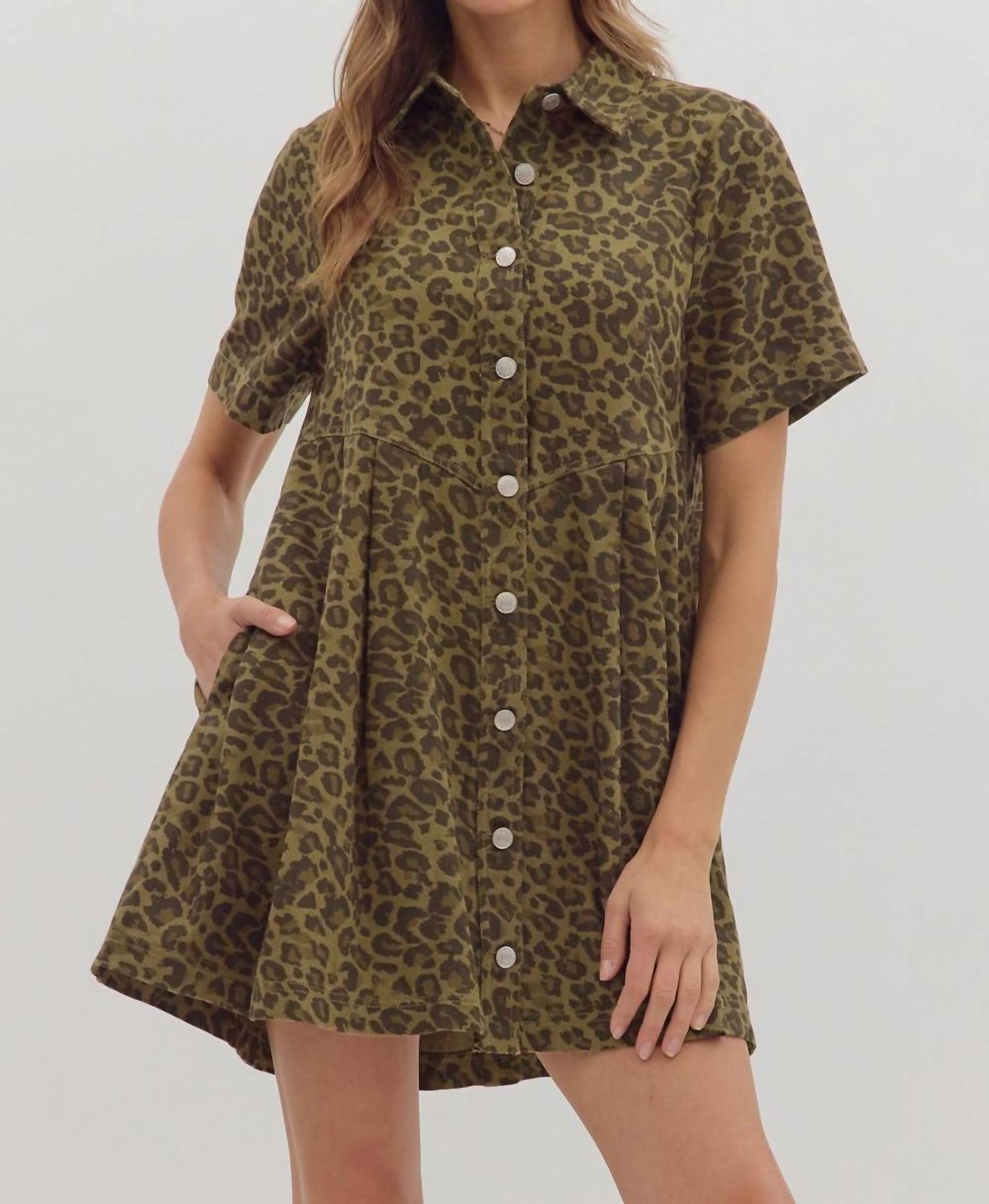 Entro - Loretta Leopard Denim Mini Dress