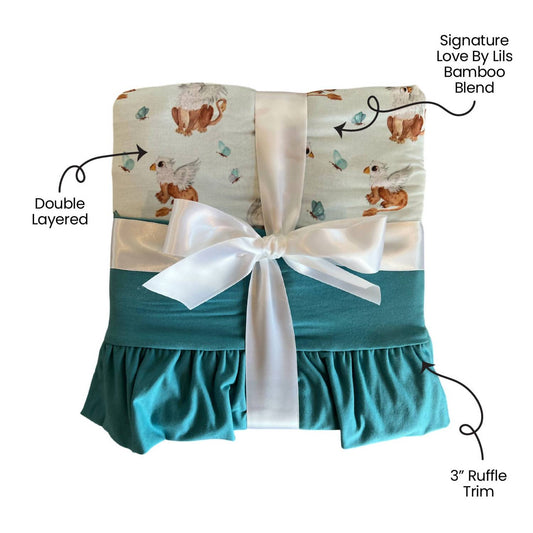 Laree + Co. - Griffin Butterflies Bamboo Ruffle Toddler Blanket