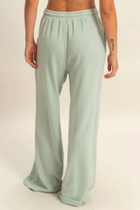 Double Zero - Acid Wash French Terry Wide-leg Pants